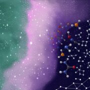 Representación artística de la conexión creada entre la ciencia de la redes complejas y la astroquímica que los autores introducen en este artículo para explicar la emergencia de la complejidad química en el espacio. Crédito: PNAS/Marina Fernández-Ruz (CAB, CSIC-INTA).