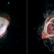 El telescopio espacial Webb ofrece vistas radicalmente distintas de la misma escena. Cada imagen combina luz infrarroja cercana y media procedente de tres filtros. A la izquierda, la imagen de Webb de la nebulosa del Anillo Sur destaca el gas muy caliente que rodea a las estrellas centrales. Este gas caliente está rodeado por un anillo de gas más frío, que aparece en ambas imágenes. A la derecha, la imagen muestra el detalle y la riqueza del gas molecular más frío. Créditos: SCIENCE: NASA, ESA, CSA, STScI, Orsola De Marco (Macquarie University)
IMAGE PROCESSING: Joseph DePasquale (STScI)